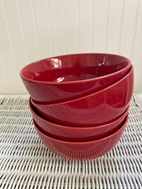 Red Ceramic Bowls for Cereal, Fruit, Soup, Snacks. BIA DW and MW Safe.